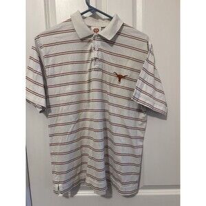 University Of Texas Longhorns Polo Shirt Mens Small Orange White Striped NCAA